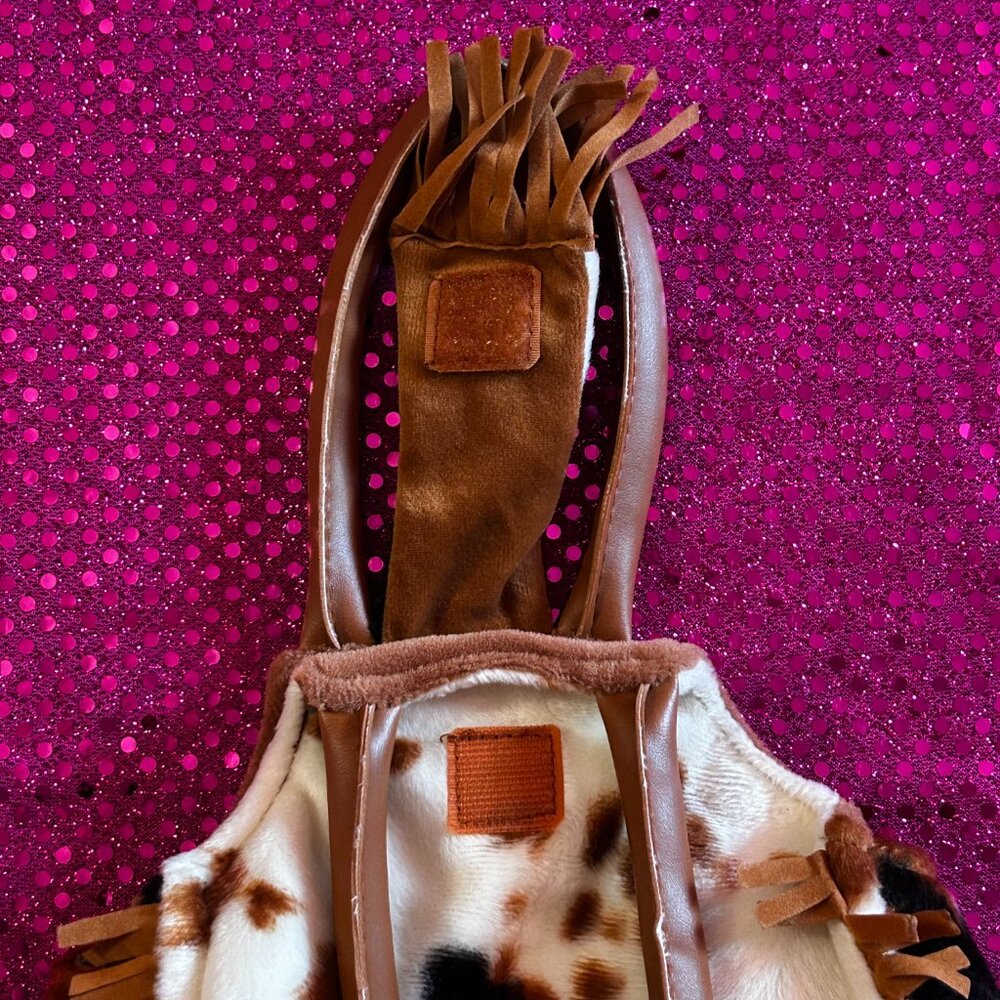 brown, black, and white cowprint mini purse - Picture 6 of 6